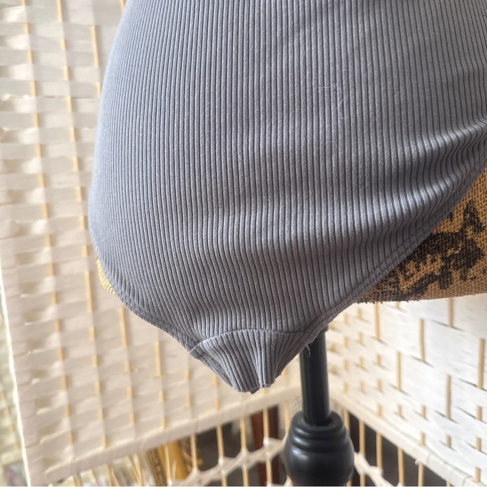 Gray Ribbed Button-Front Top - Picture 7 of 7